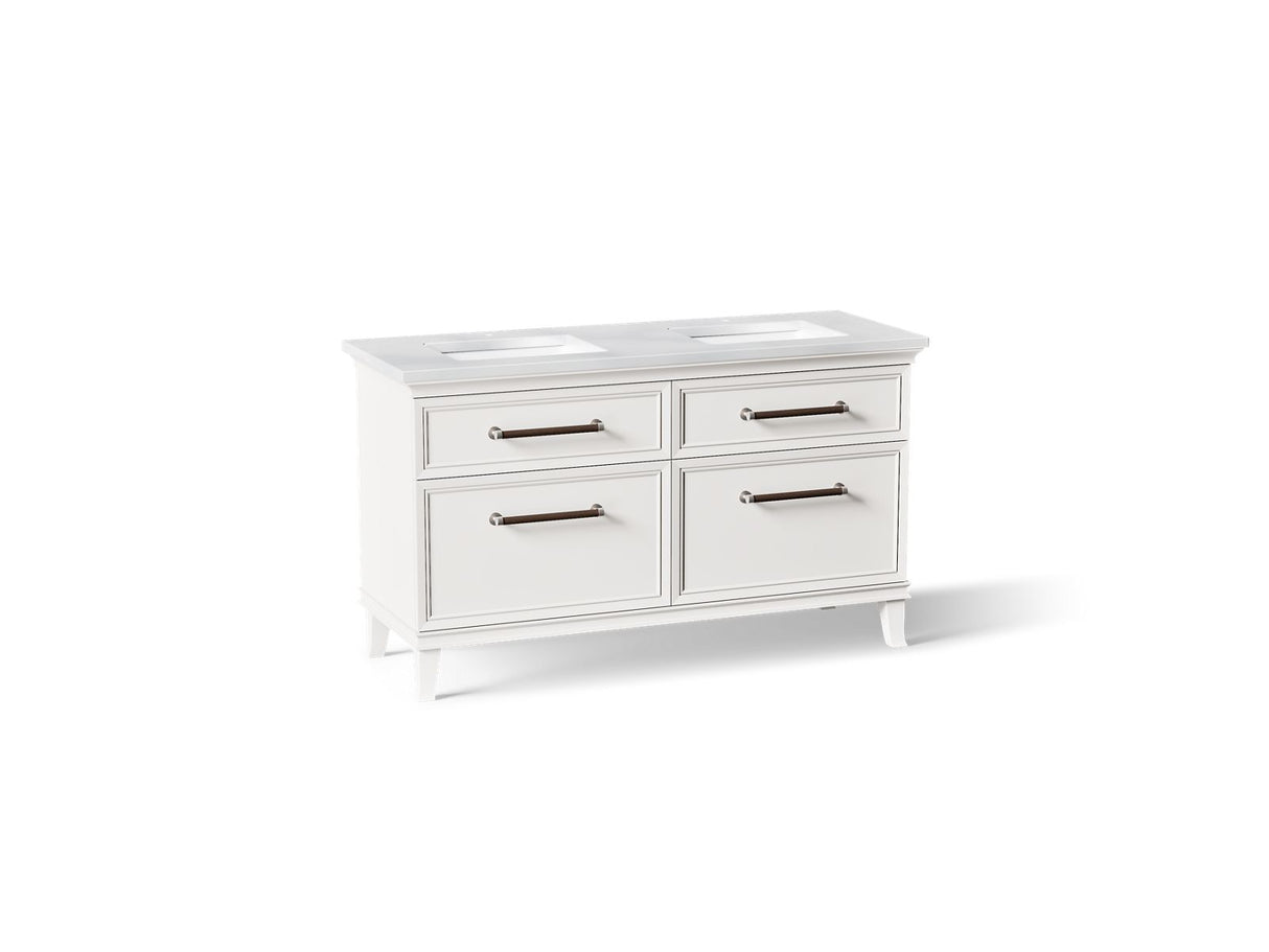 Artifacts™ 60" bathroom vanity cabinet with sinks and quartz top