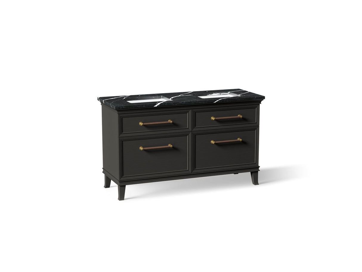 Artifacts™ 60" bathroom vanity cabinet with sinks and quartz top