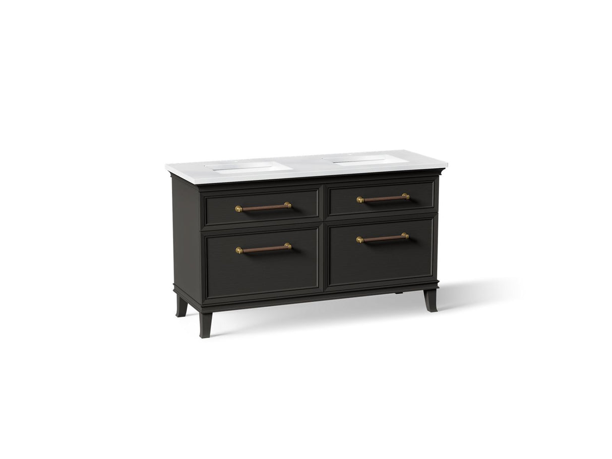 Artifacts™ 60" bathroom vanity cabinet with sinks and quartz top