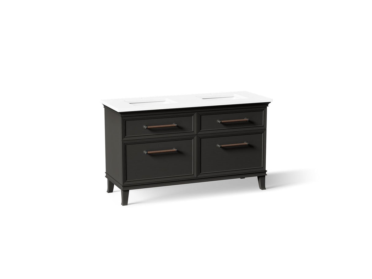 Artifacts™ 60" bathroom vanity cabinet with sinks and quartz top