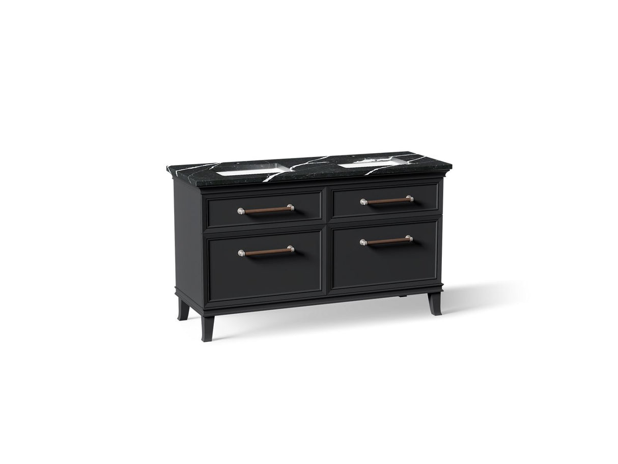 Artifacts™ 60" bathroom vanity cabinet with sinks and quartz top