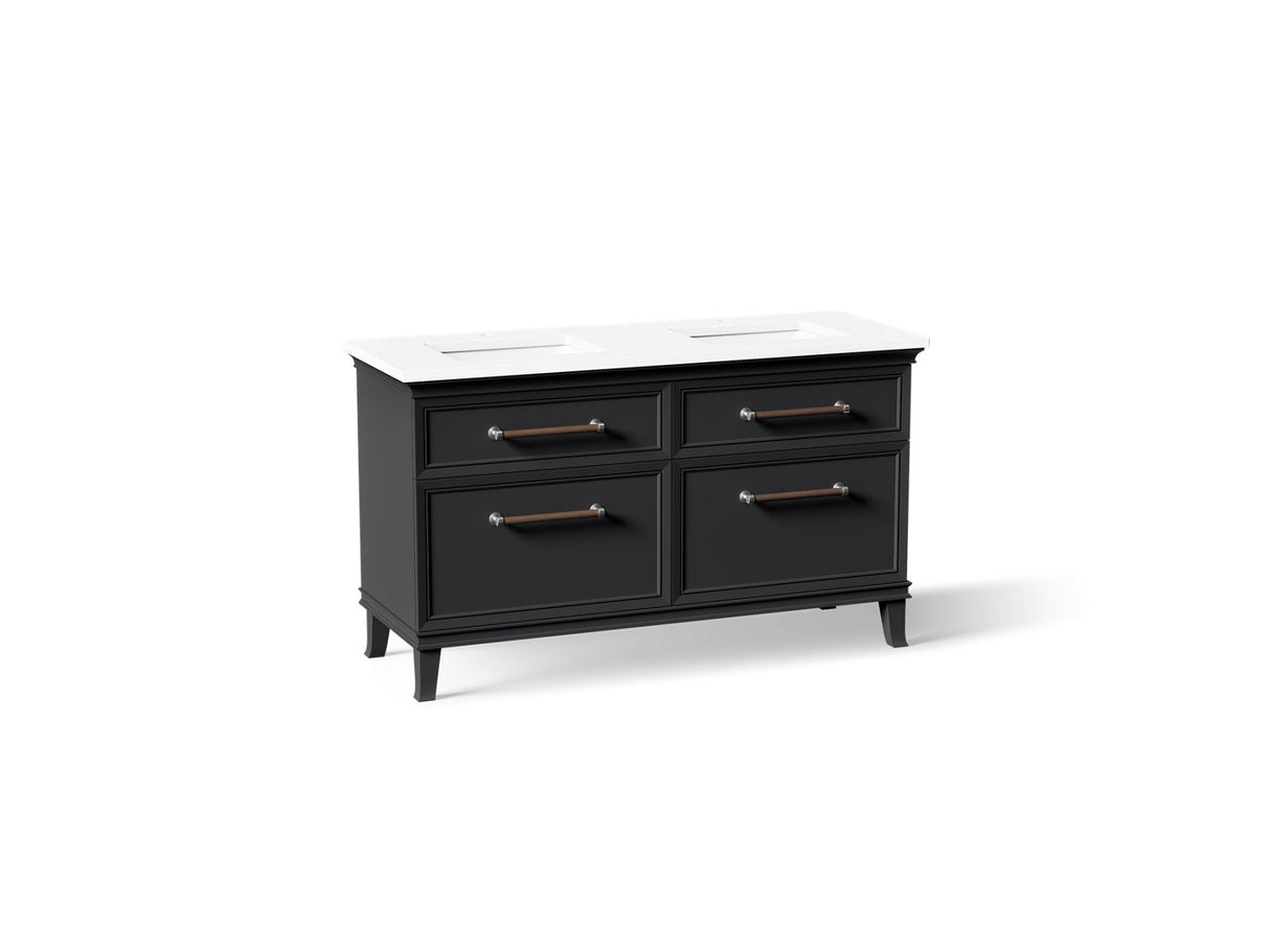 Artifacts™ 60" bathroom vanity cabinet with sinks and quartz top