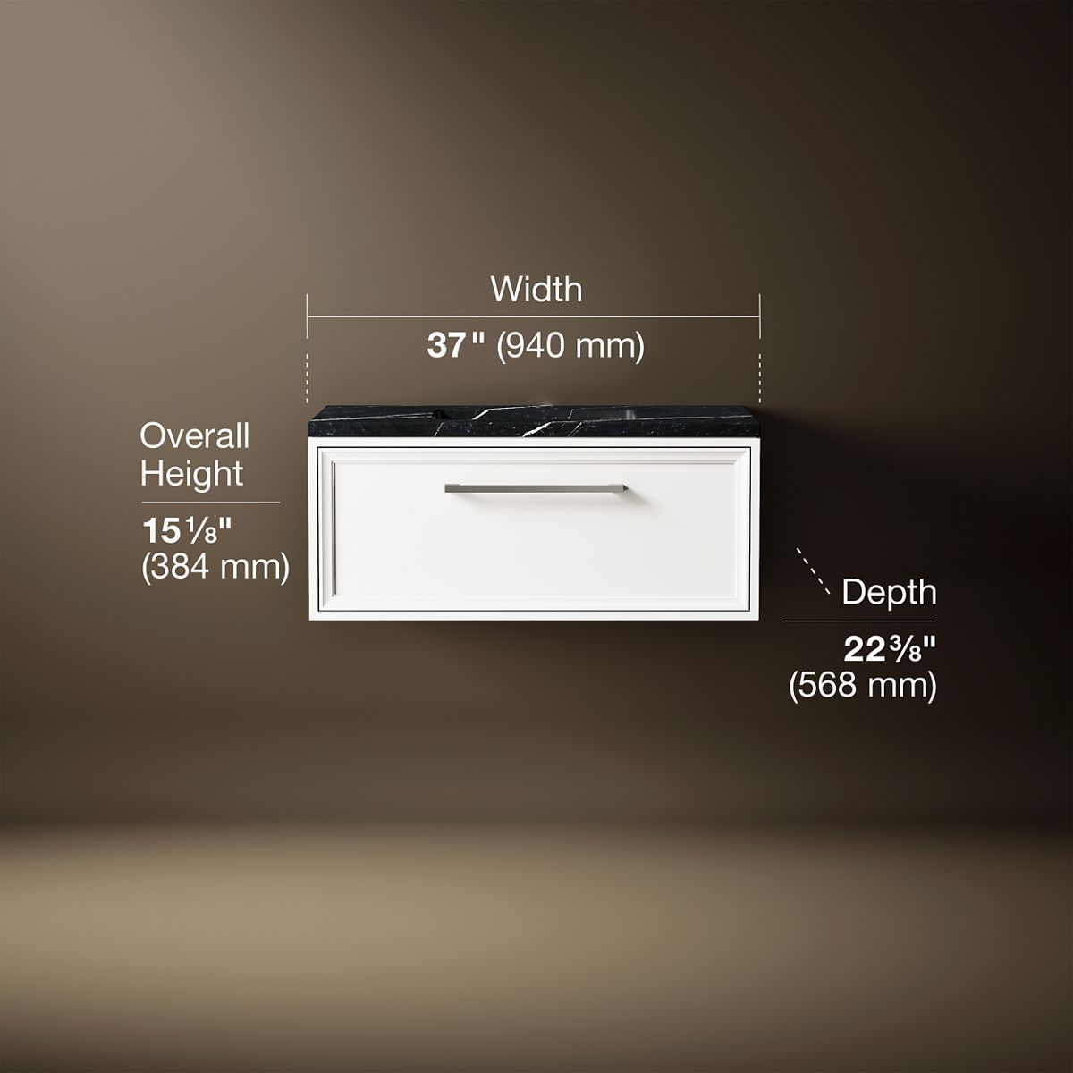 Lodern® 36" wall-hung bathroom vanity cabinet with sink and quartz top