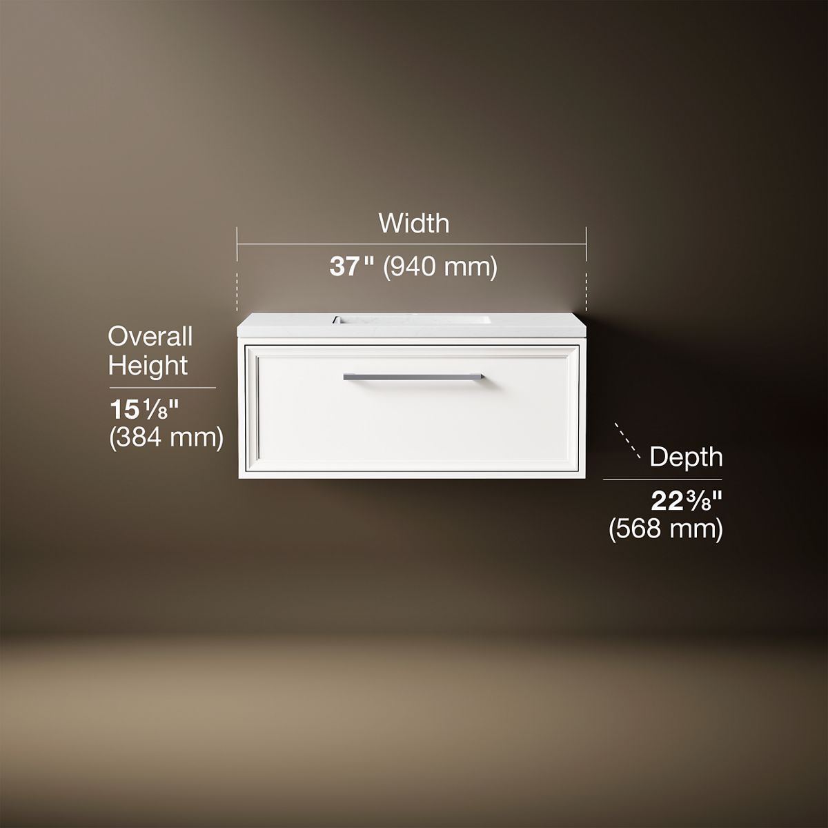 Lodern® 36" wall-hung bathroom vanity cabinet with sink and quartz top