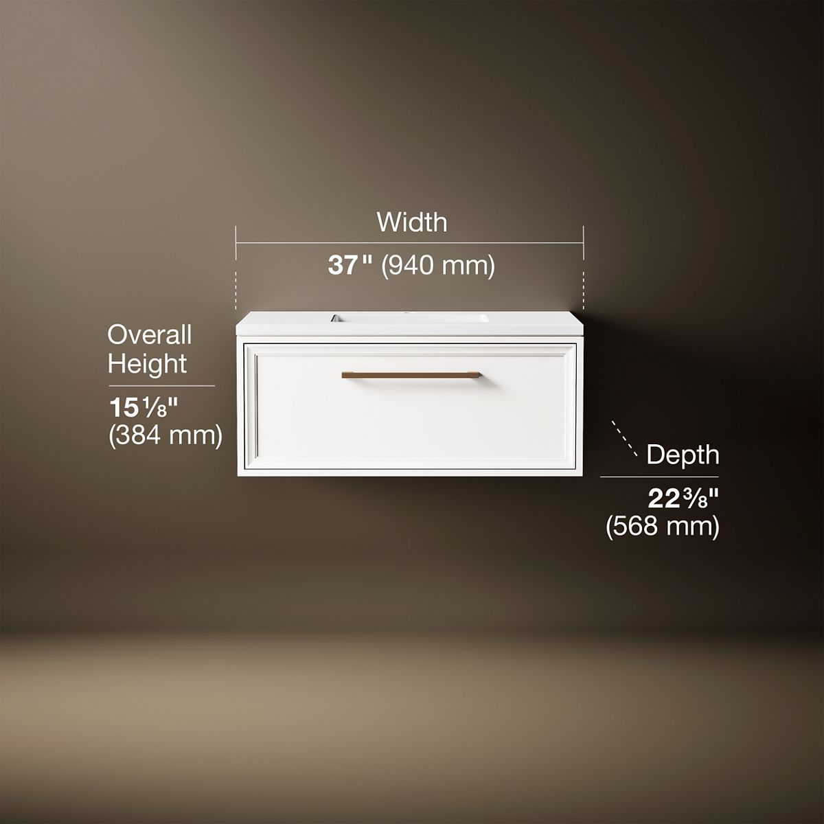 Lodern® 36" wall-hung bathroom vanity cabinet with sink and quartz top