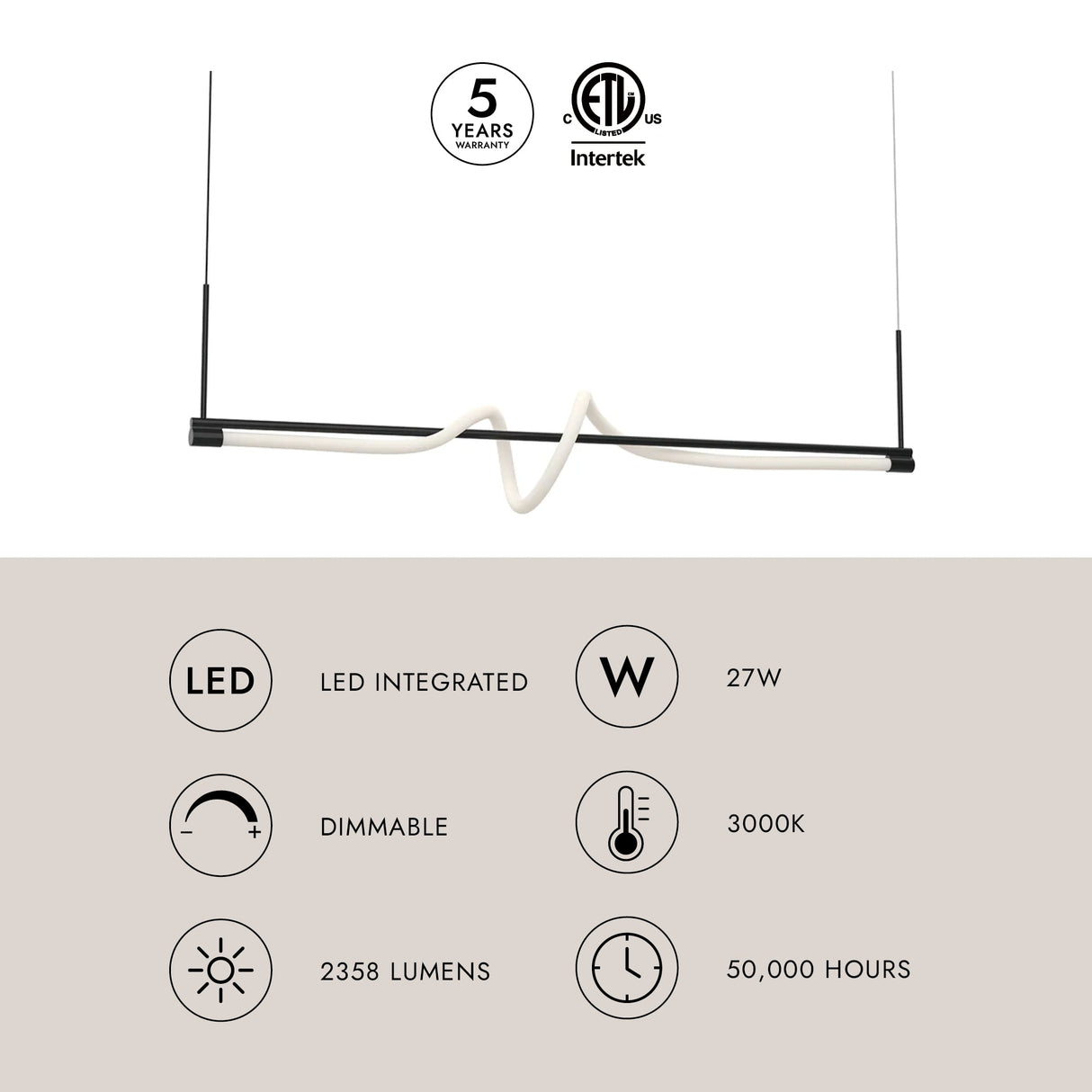 Kuzco Cursive 54-in Linear Pendant