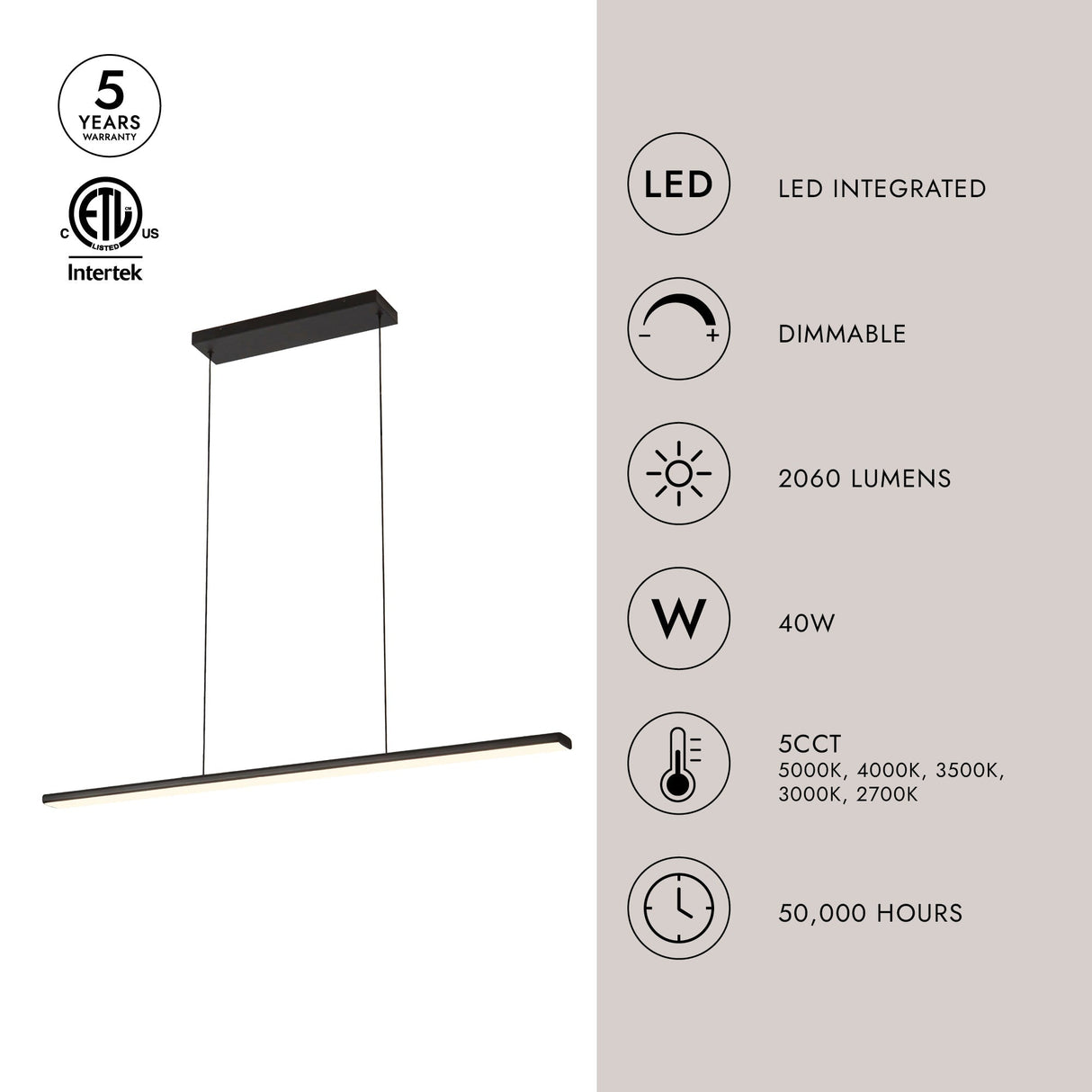 Kuzco Drift 45-in Linear Pendant