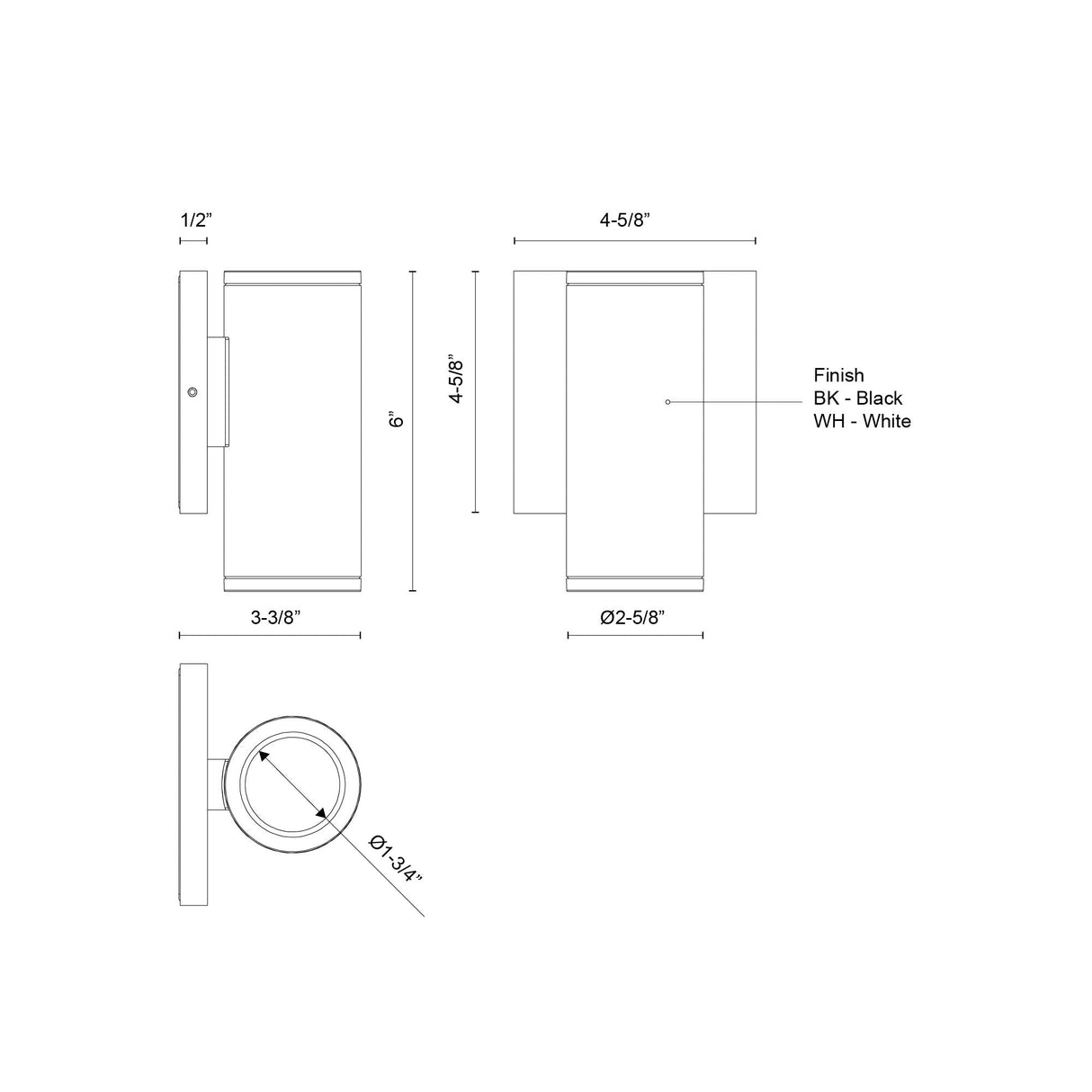 Kuzco Architectural Nordic 6-in (2-in Dia.) Exterior Wall