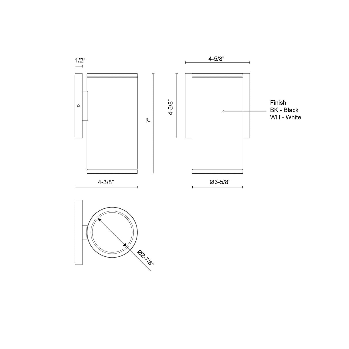 Kuzco Architectural Nordic 7-in (3-in Dia.) Exterior Wall