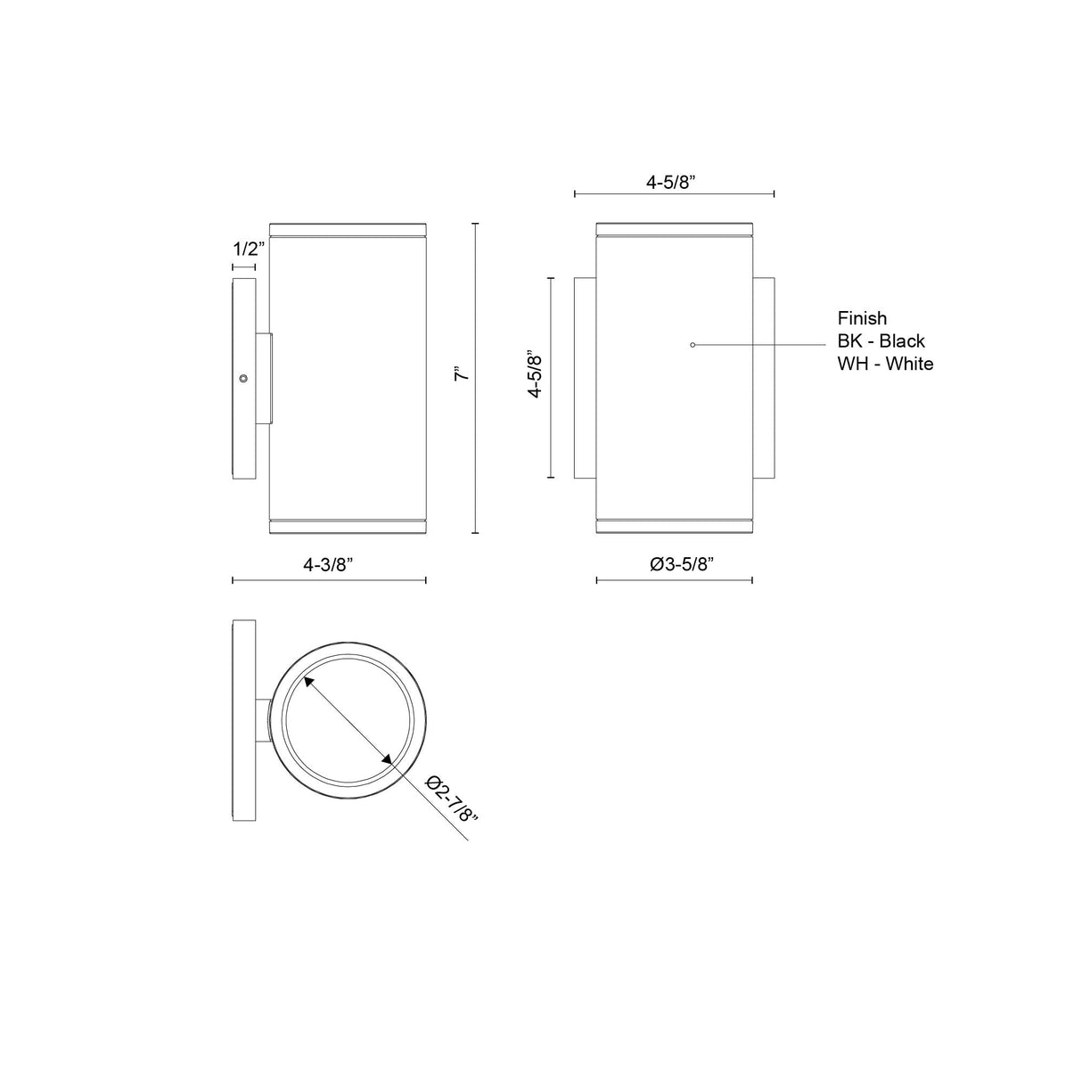 Kuzco Architectural Nordic 7-in (3-in Dia.) Exterior Wall