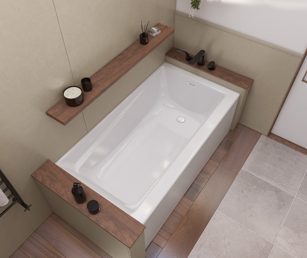 Exhibit 6030 IFS AFR Acrylic Alcove Left-Hand Drain Bathtub in White