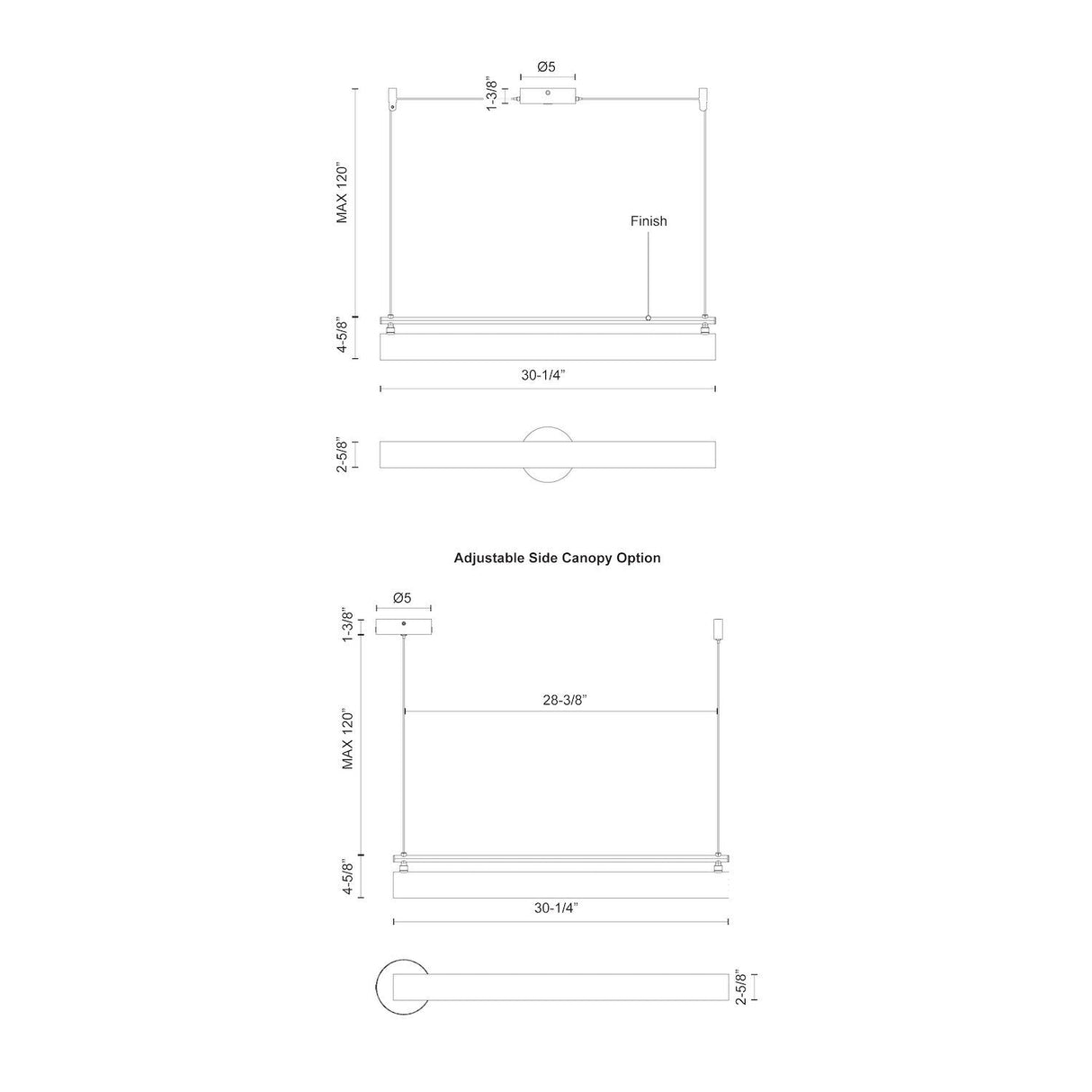 Kuzco Gramercy 30-in Linear Pendant