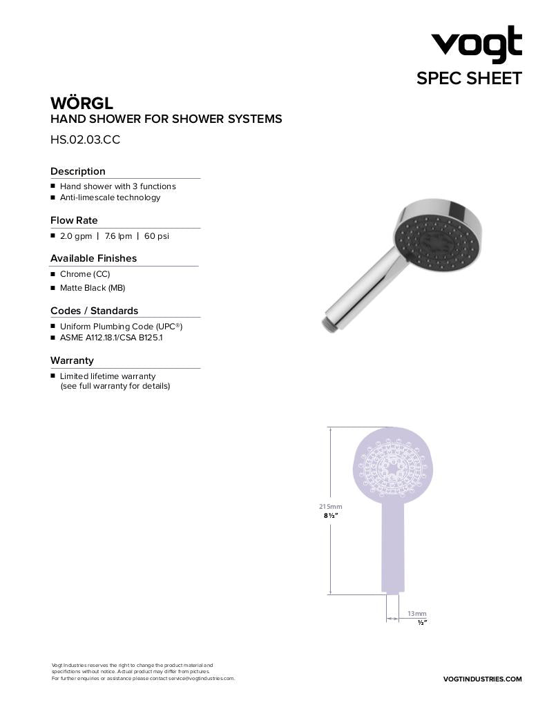 Vogt Worgl 3-Function Hand Shower - image 2