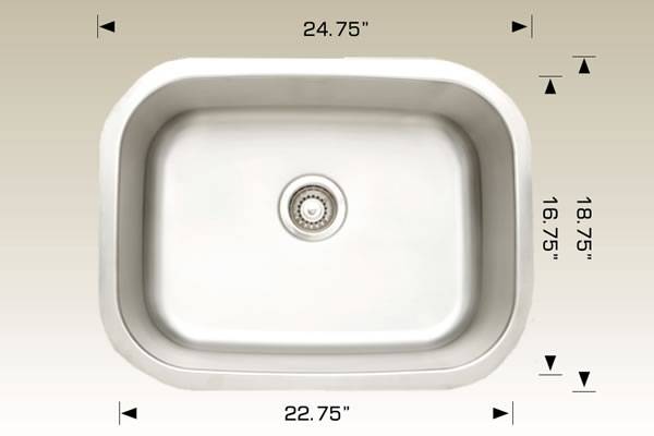 Kitchen Sink 24. 75" X 18. 75" X 9" Bosco Standard Series #Hu207005