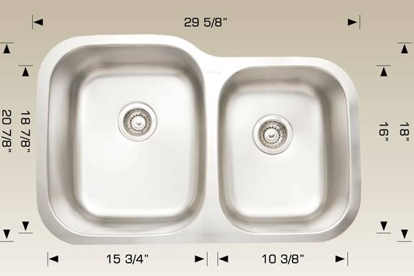 Kitchen Sink 29 5/8" X 20 7/8" X 9" Bosco Standard Series #Hu207013