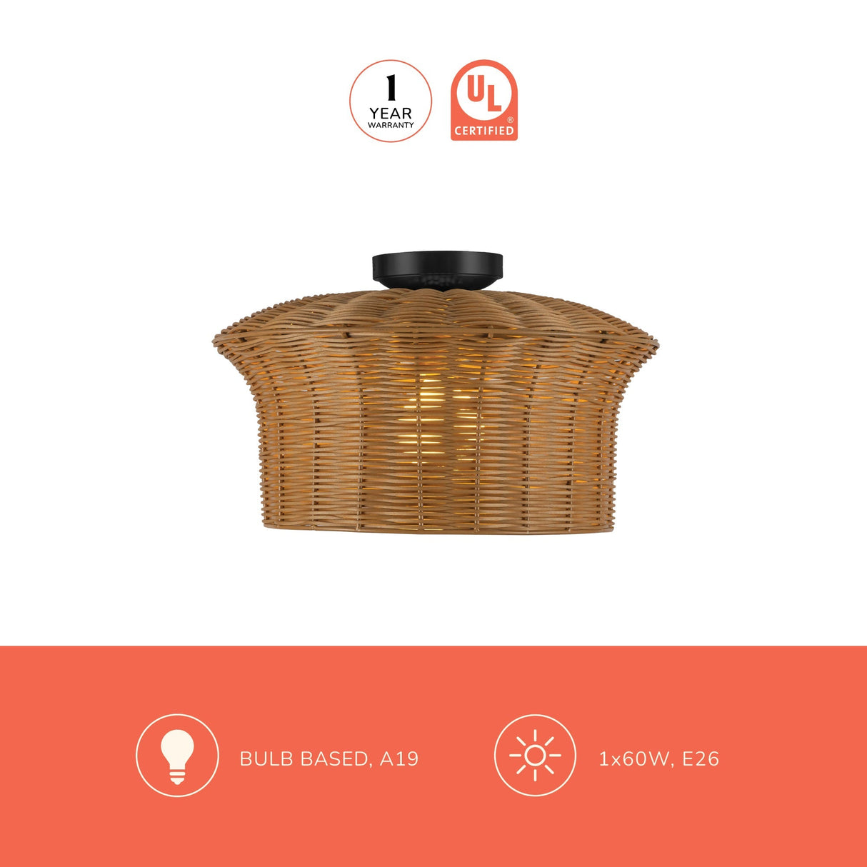 Alora Mood Kai 16-in Semi-Flush Mount