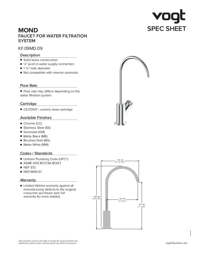 MOND FAUCET FOR WATER FILTRATION SYSTEM
