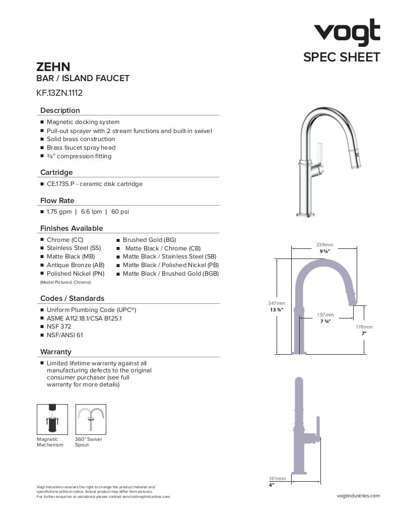 Vogt Zehn 13" Pull-Out Bar Faucet - image 2