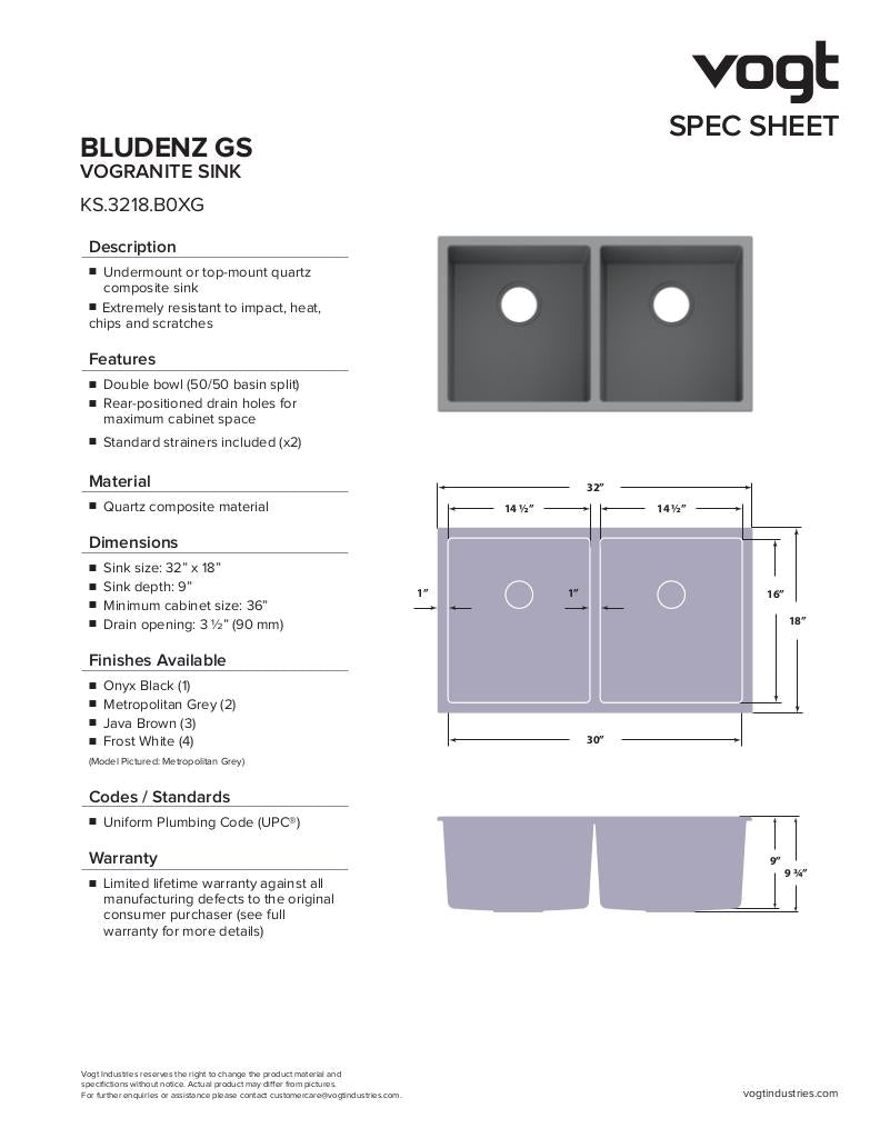 Vogt Bludenz Vogranite Double Bowl Undermount Kitchen Sink - image 2