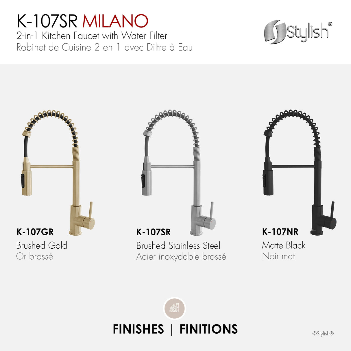 Single Handlepull Down Kitchen Faucet With Water Filter Brush