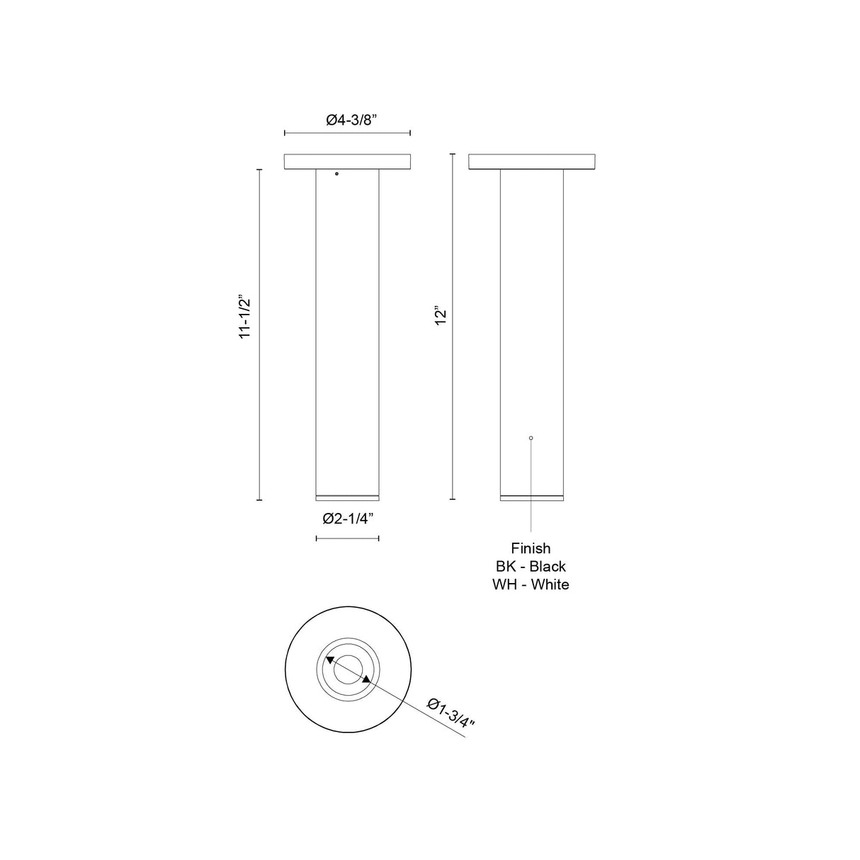 Kuzco Architectural Lorna 12-in (2-in Dia.) Ceiling Mount
