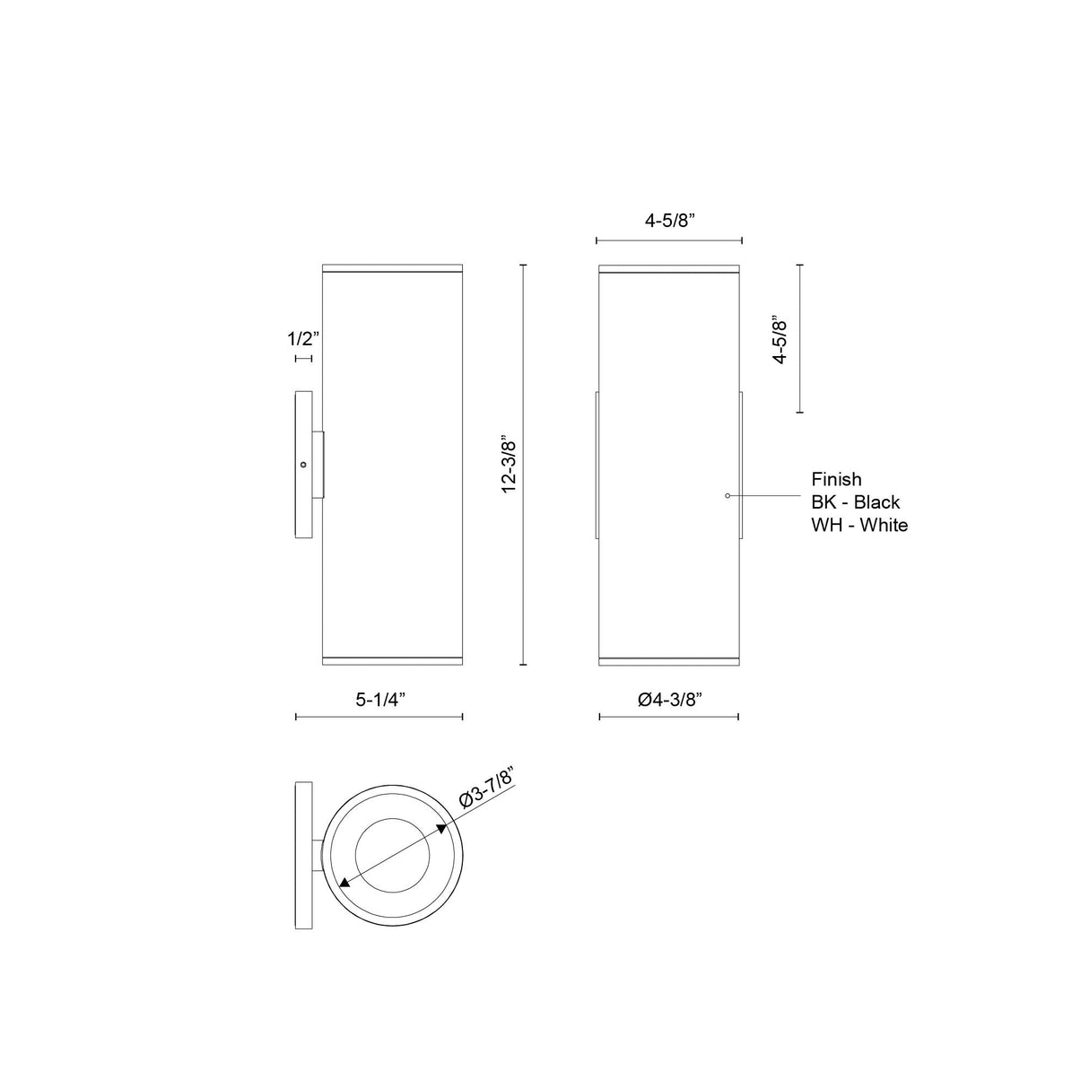 Kuzco Architectural Lorna 12-in (4-in Dia.) Wall Sconce Up/Down Light