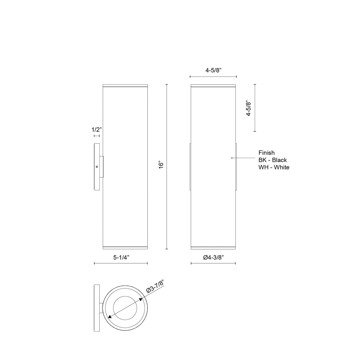 Kuzco Architectural Lorna 16-in (4-in Dia.) Wall Sconce Up/Down Light