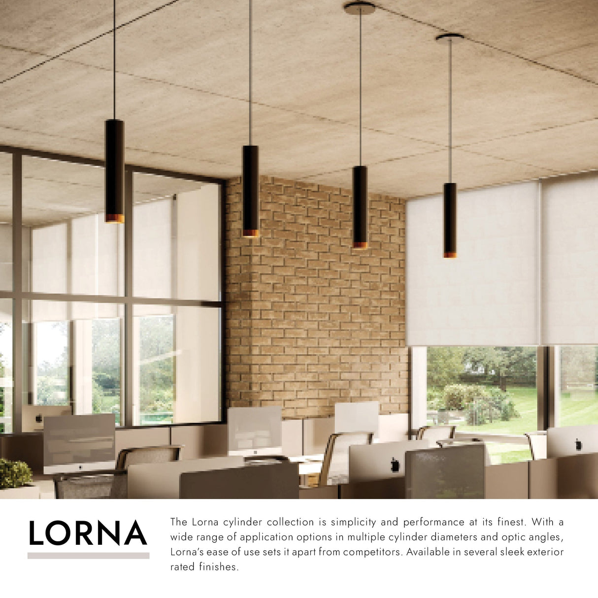 Kuzco Architectural Lorna 12-in (2-in Dia.) Pendant