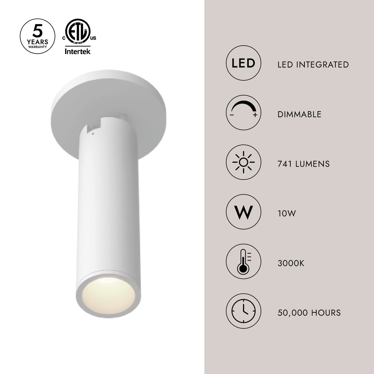 Kuzco Architectural Lorna 9-in (2-in Dia.) Adjustable Ceiling Mount