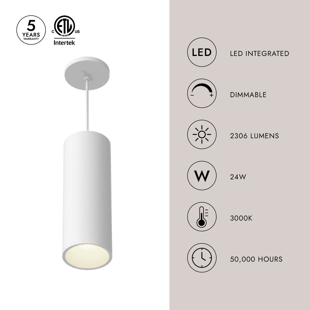 Kuzco Architectural Lorna 13-in (4-in Dia.) Pendant
