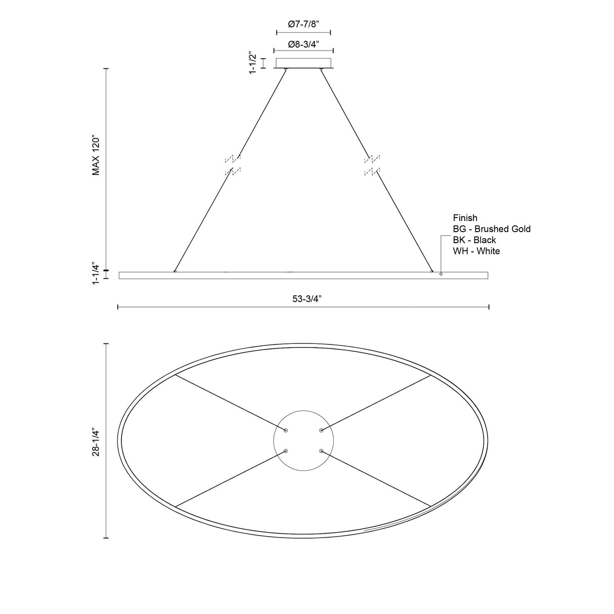 Kuzco Ovale 53-in Linear Pendant