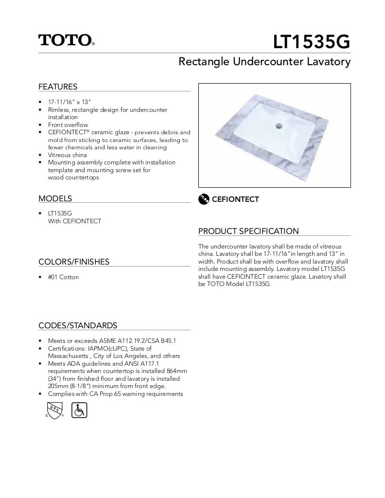 Undercounter Lavatory