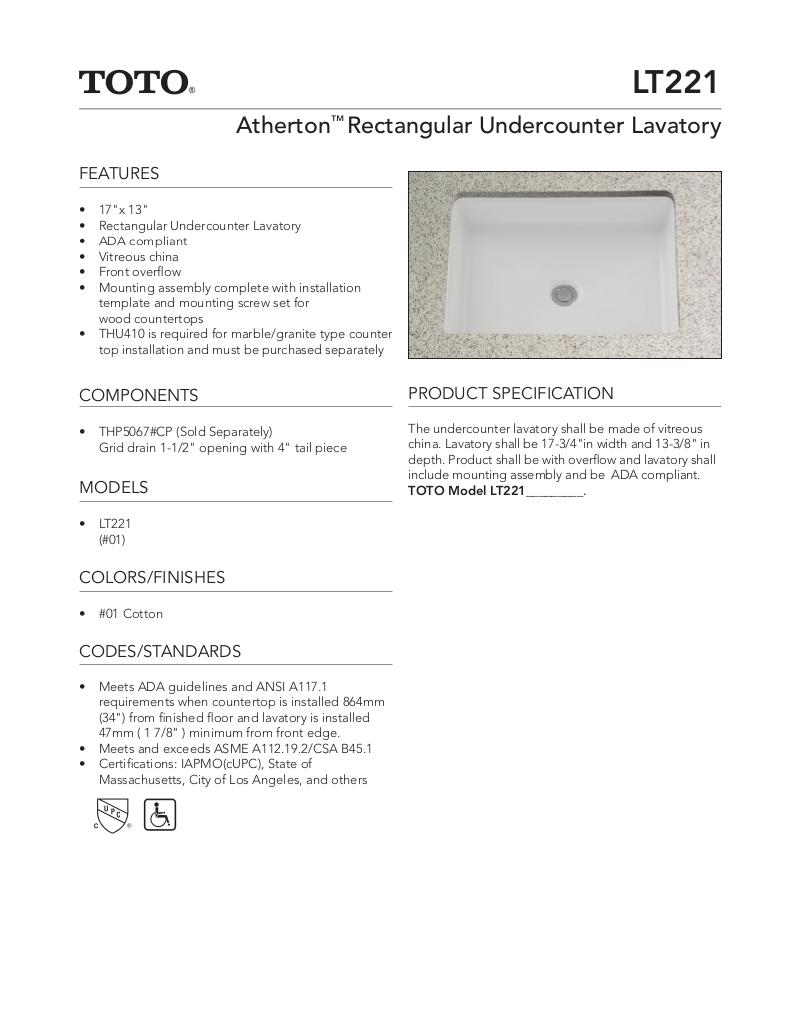 Atherton Undercounter Lavatory