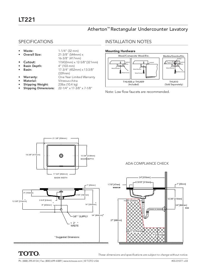 Atherton Undercounter Lavatory