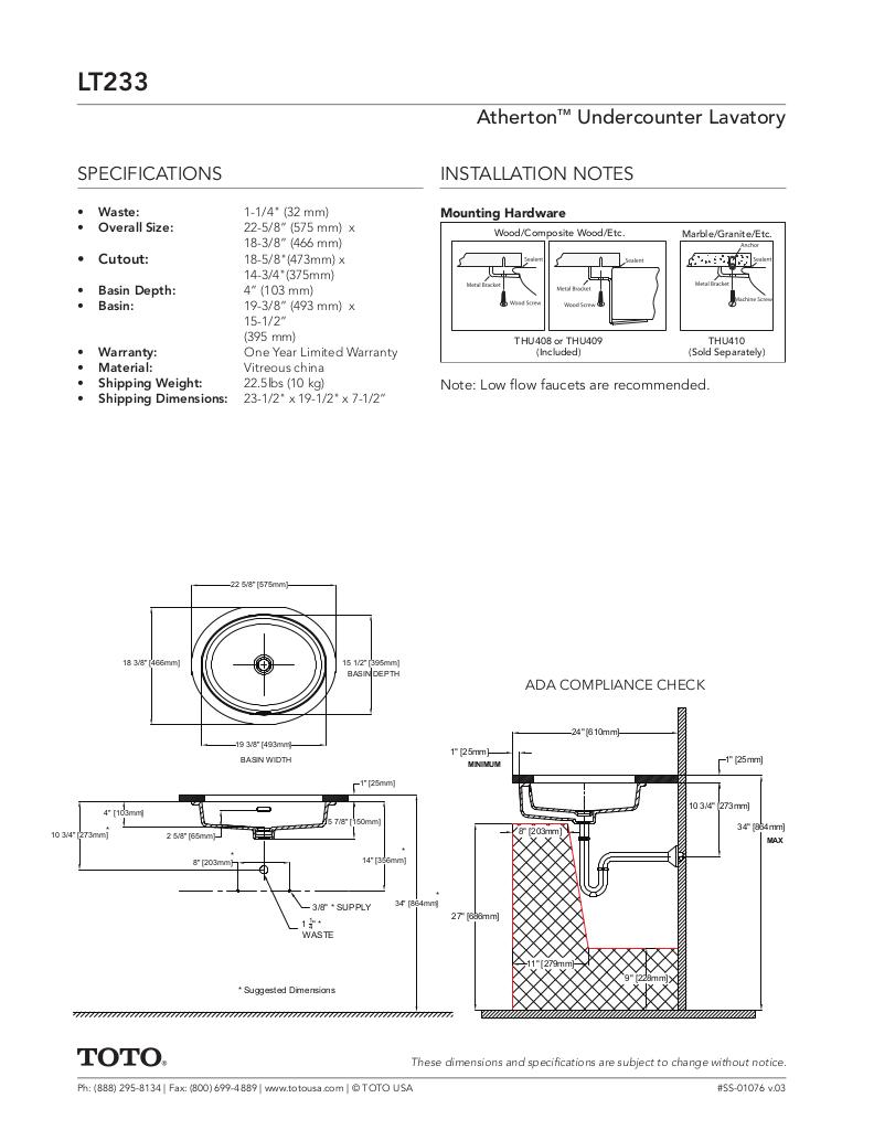 Atherton Undercounter Lavatory