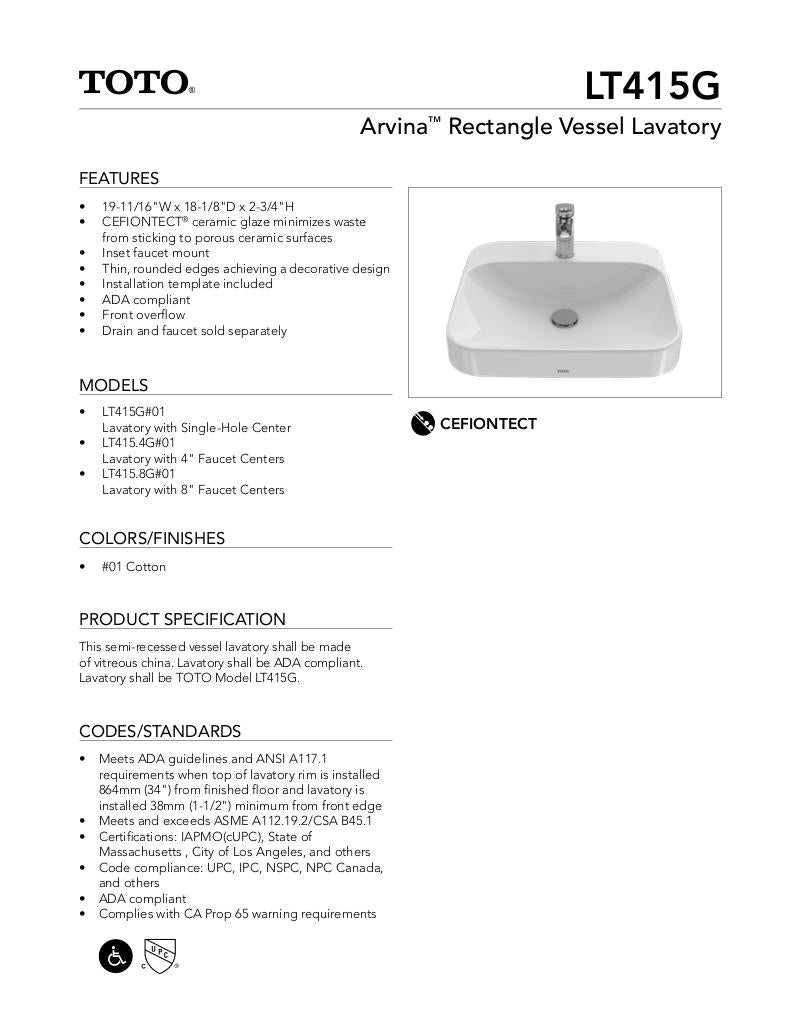 Arvina 19-11/16" Rectangle Vessel Lavatory