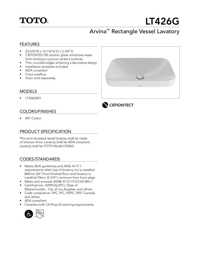 Arvina 23-5/8" Rectangle Vessel Lavatory - Outset