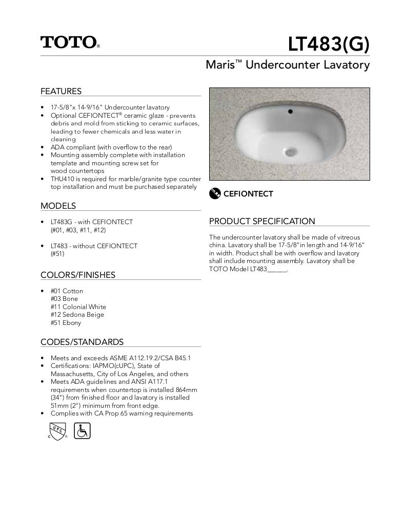 Maris Undercounter Lavatory