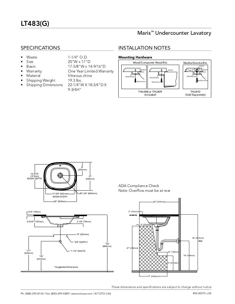 Maris Undercounter Lavatory