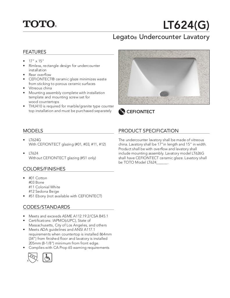 Legato Undercounter Lavatory