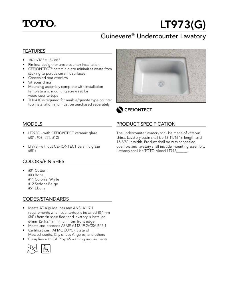 Guinevere®Undercounter Lavatory