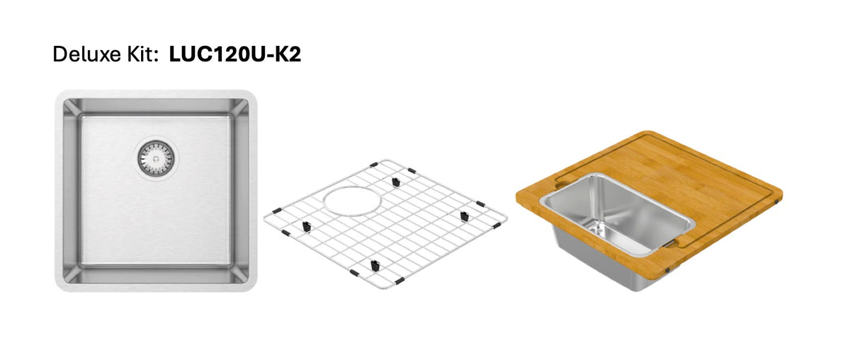 Lucia U Deluxe Kit 17" Single Delux Kit - Undermount, 18 Gauge, R15 (Inc. ASC400LU+Grid)