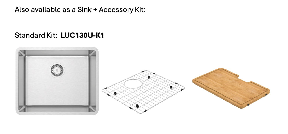 Lucia U Standard Kit 21" Single Strd Kit - Undermount, 18 Gauge, R15 (Inc. Cut Board+Grid)