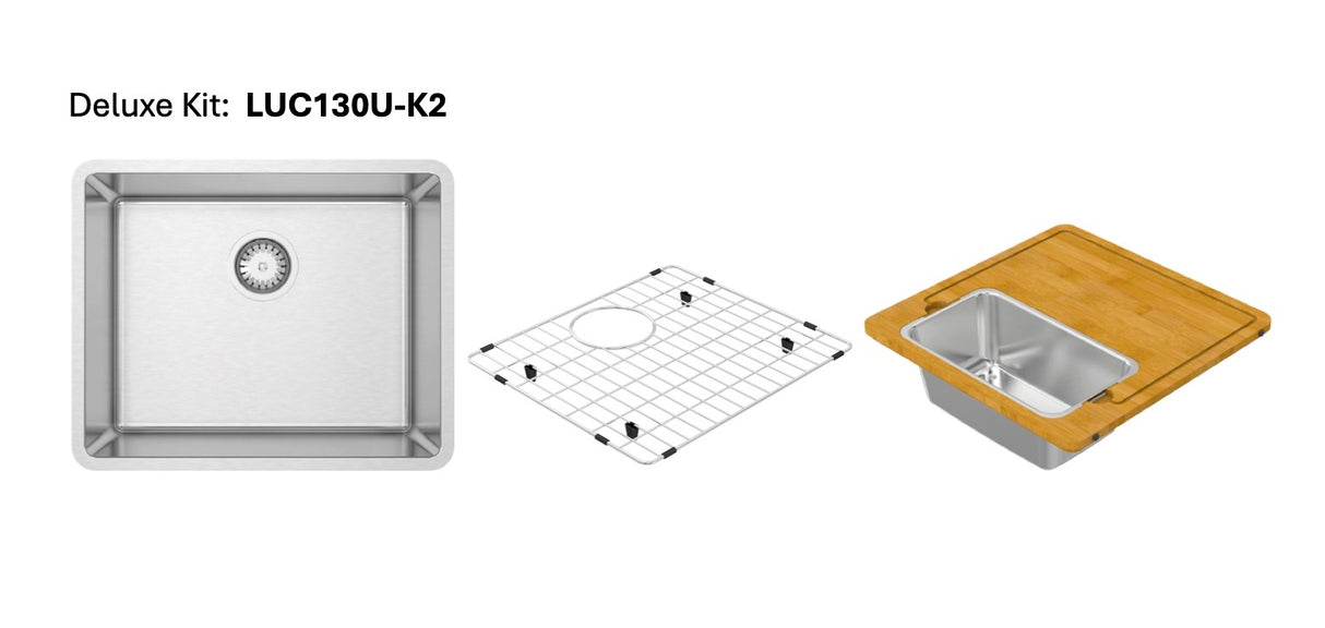 Lucia U Deluxe Kit 21" Single Delux Kit - Undermount, 18 Gauge, R15 (Inc. ASC400LU+Grid)