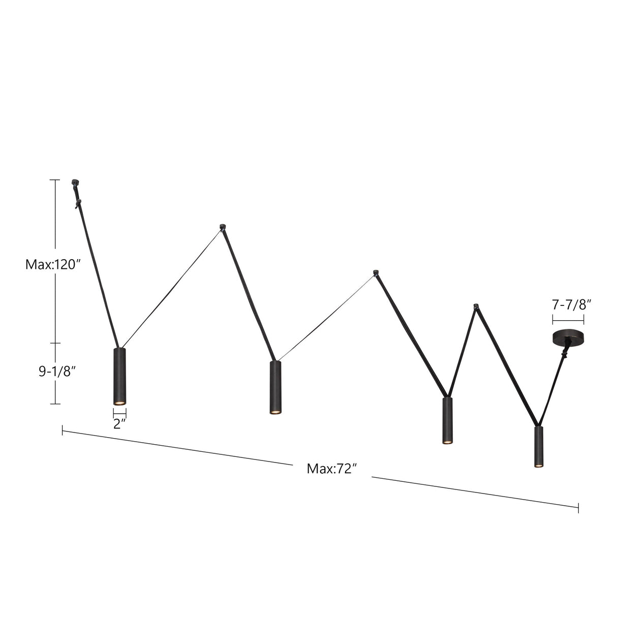 Kuzco Mason 4 Head Linear Pendant – Adjustable with Metal Strap Detail
