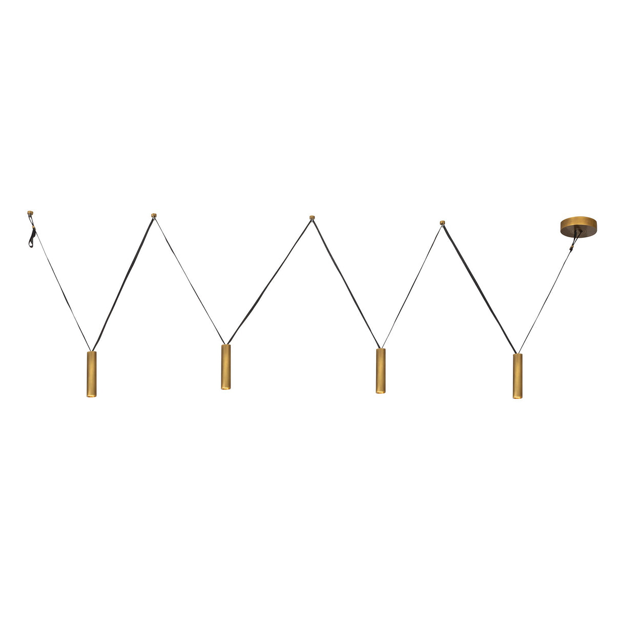 Kuzco Mason 4 Head Linear Pendant – Adjustable with Metal Strap Detail
