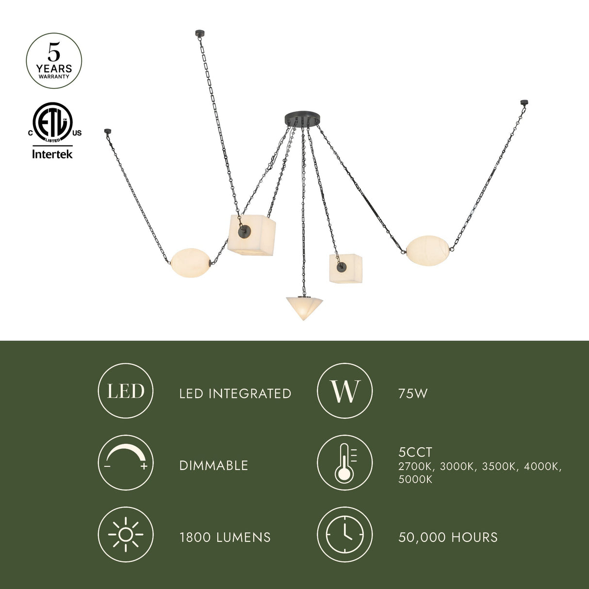 Alora Mineral 5-Head Chandelier