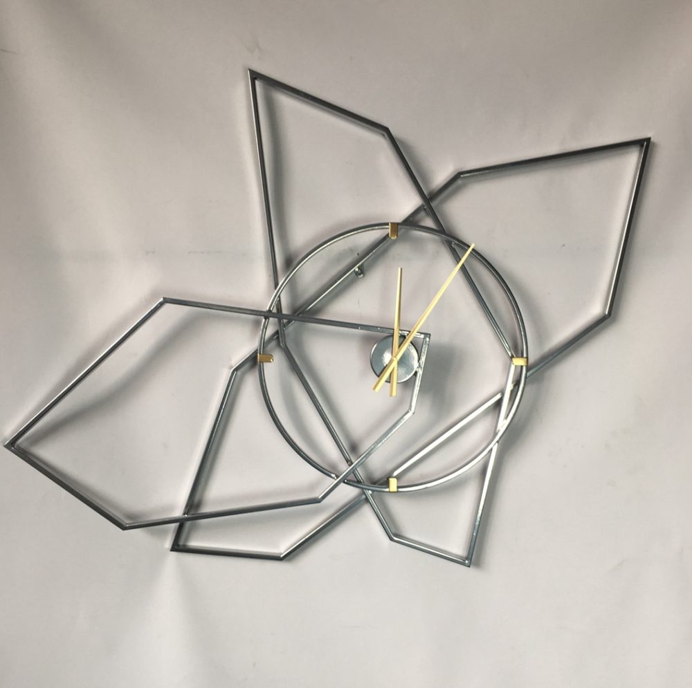 Monroe Wall Clock 45" X 36" In Gun Metal Finish With Gold Accent