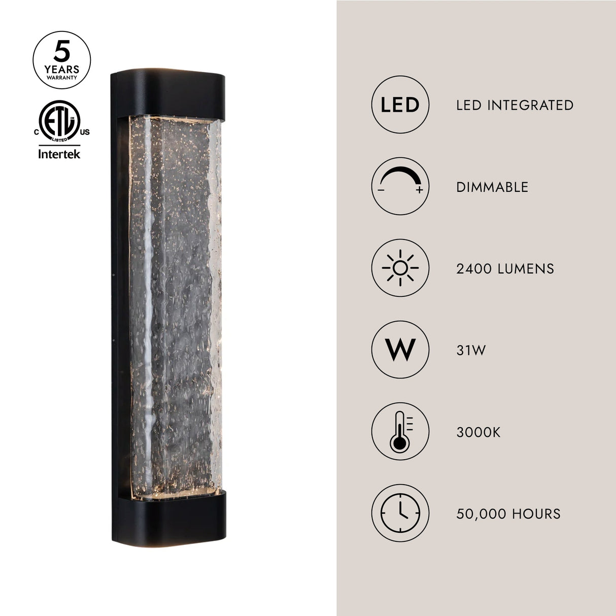 Kuzco Moondew 24-in Exterior Wall Sconce