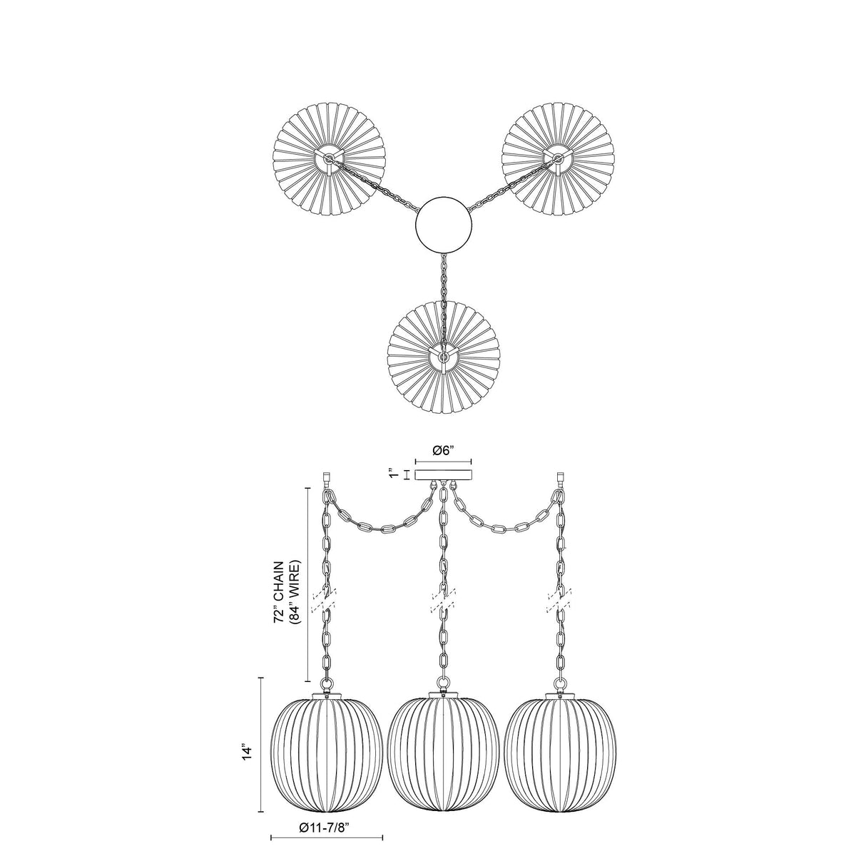 Alora Mood Cherise 12-in 3-Head Multi Pendant